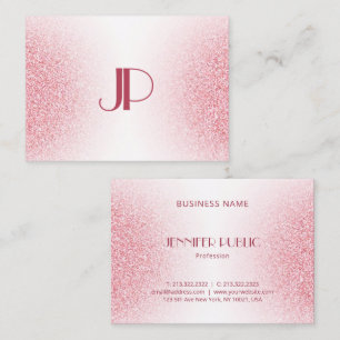 Carte De Visite Parties scintillant Rose Rose Or personnalisé Mono