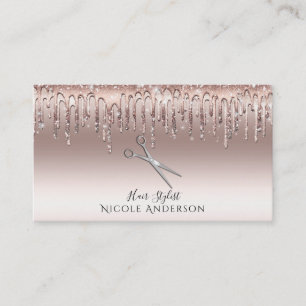 Carte De Visite Parties scintillant rose Silver Salon Hair Stylist