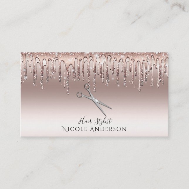 Carte De Visite Parties scintillant rose Silver Salon Hair Stylist (Devant)