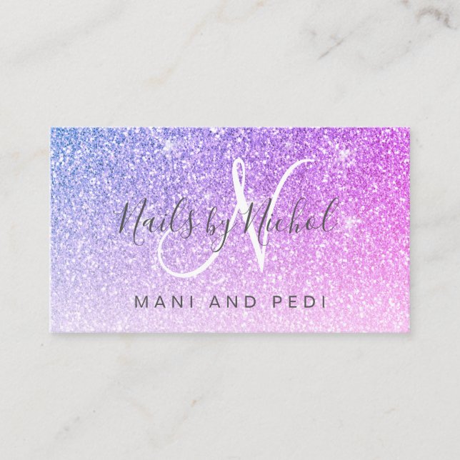 Carte De Visite Parties scintillant rose vif Mani Pedi Nail Salon (Devant)