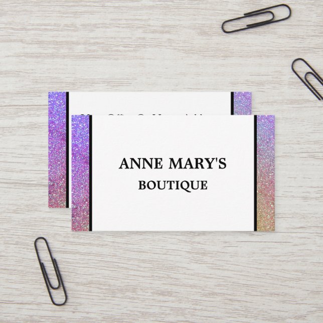 Carte De Visite Parties scintillant rose violet Salon des cheveux  (Devant/Arrière en situation)