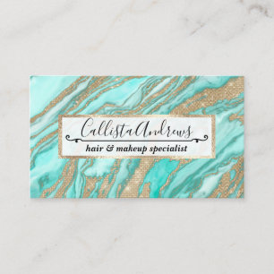 Carte De Visite Parties scintillant Séquin Or Marbre Turquoise Smo