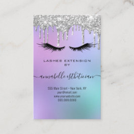 Carte De Visite Parties scintillant Silver Eyelash Extension Clien