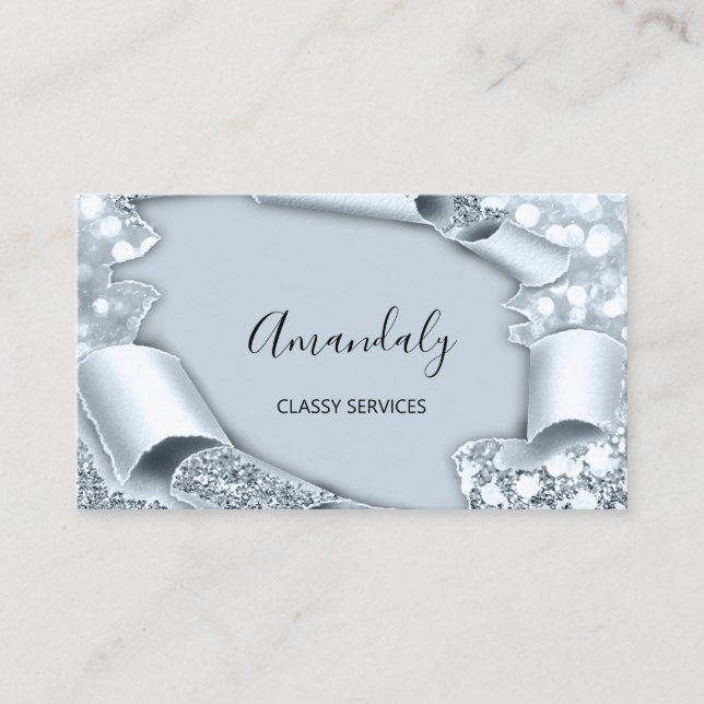 Carte De Visite Parties scintillant Smoky Blue 3D Maquillage Evéne (Devant)