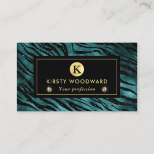 Carte De Visite Parties scintillant turquoise et or Glam Tiger Str