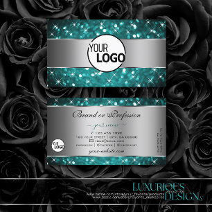 Carte De Visite Parties scintillant turquoise Étoiles Étincelles D