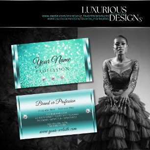 Carte De Visite Parties scintillant Turquoise Lumineuse Lumineuse 