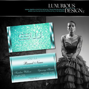 Carte De Visite Parties scintillant Turquoise Lumineuse Lumineuse 