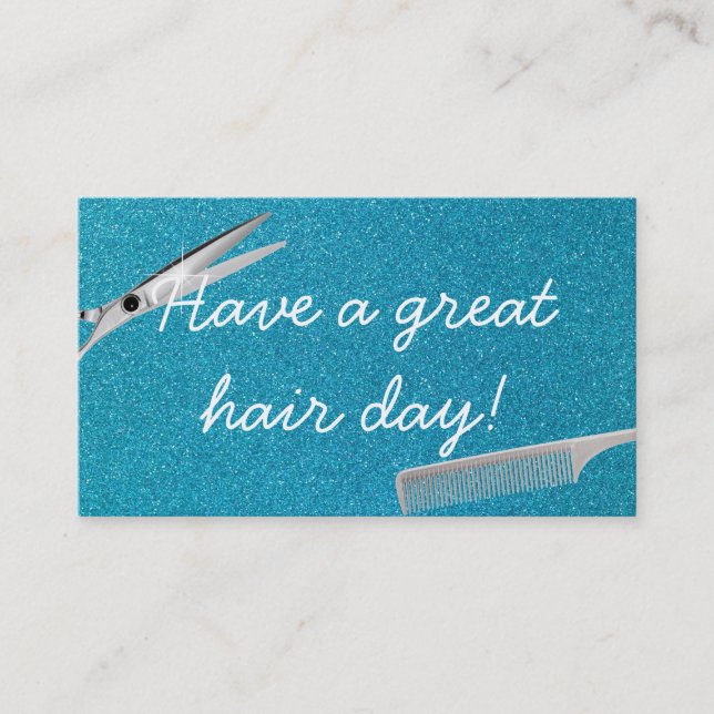 Carte De Visite Parties scintillant Turquoise moderne Hair Styllis (Devant)