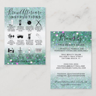 Carte De Visite Parties scintillant verte Turquoise éclaboussée Br