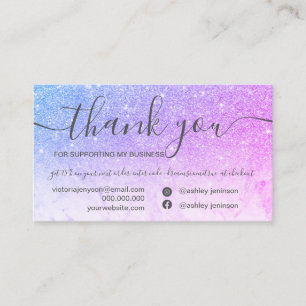 Carte De Visite parties scintillant violet bleu marbre chic merci