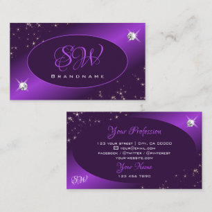 Carte De Visite Parties scintillant violet élégant Étoiles Diamant