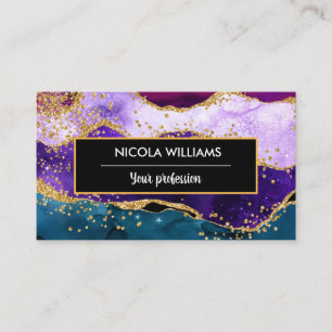 Carte De Visite Parties scintillant violet et bleu Peacock Agate