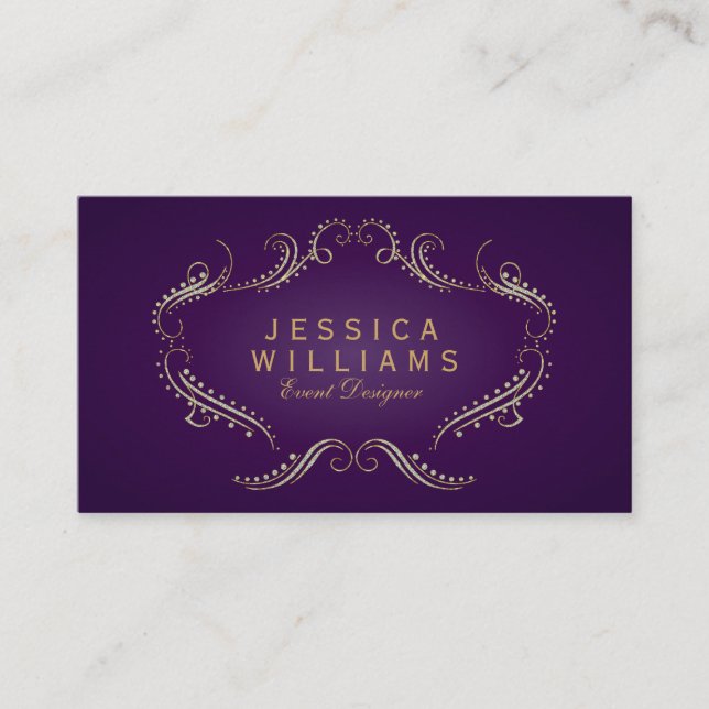 Carte De Visite Parties scintillant violet et or Ornat 3 (Devant)