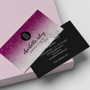 Carte De Visite Parties scintillant violet Ombre Cursive Ajouter v