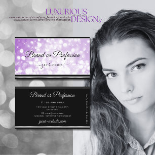 Carte De Visite Parties scintillant violet pastel Stars Lilac Noir