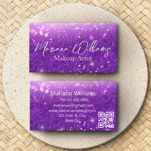 Carte De Visite parties scintillant violet stylisé maquillage arti