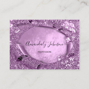 Carte De Visite Parties scintillant violette Confetti Maquillage V