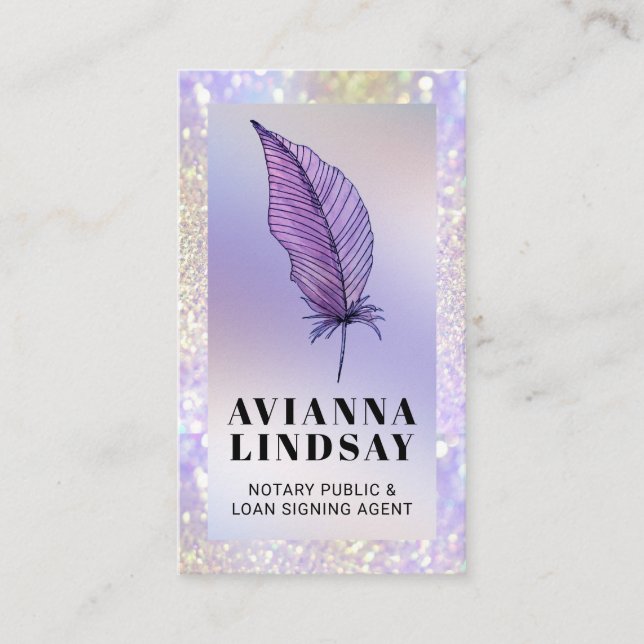 Carte De Visite Parties scintillant violette de l'agent de signatu (Devant)