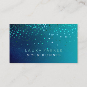 Carte De Visite Parties scintillant vive bleu Confetti Ciel élégan