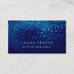 Carte De Visite Parties scintillant vive bleu Confetti Ciel élégan