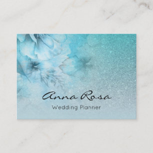 Carte De Visite Parties scintillantes florales d'aquarelle célest