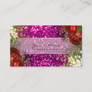 Carte De Visite Parties scintillantes florales de rose de roses
