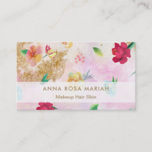 Carte De Visite Parties scintillantes florales roses bleues