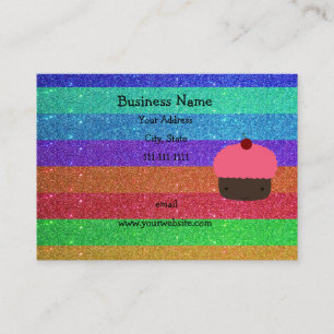 Carte De Visite Parties scintillantes roses d'arc-en-ciel de petit