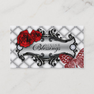 Carte De Visite Parties scintillantes roses de papillon de bijoux
