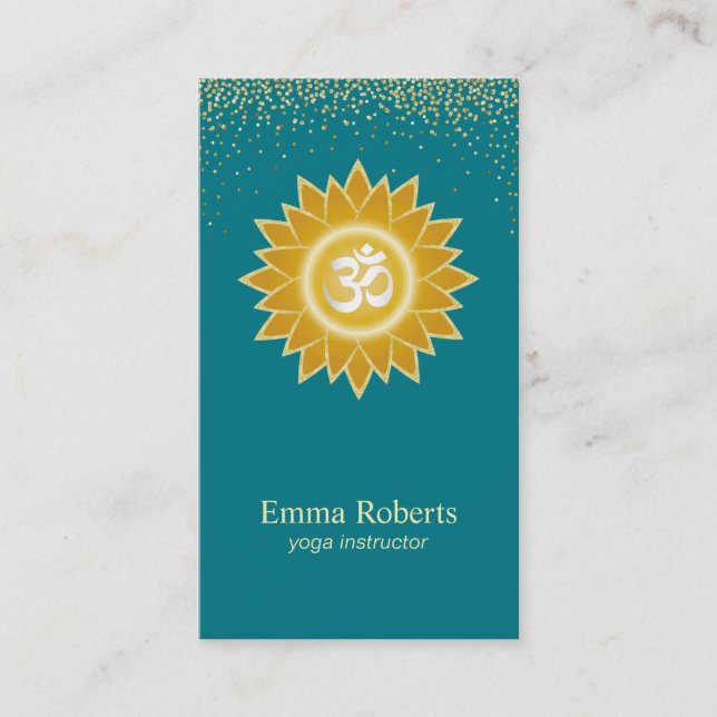 Carte De Visite Parties scintillantes turquoises d'or de Lotus de (Devant)