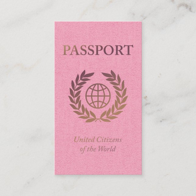 Carte De Visite passeport rose et or (Devant)