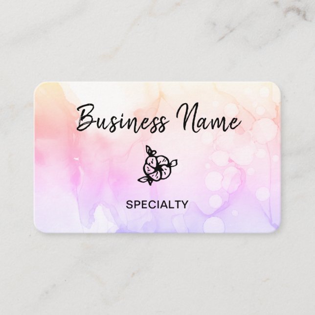 Carte De Visite *~* Pastel Abstrait Ombre Peach Logo QR Girly (Devant)