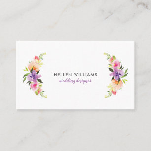 Carte De Visite Pastel aquarelles fleurs cadre de bouquet