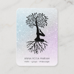 Carte De Visite *~* Pastel Arbre de Vie Yoga Femme Homme QR