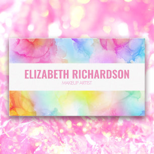 Carte De Visite Pastel Arc-en-ciel Vibrant couleur vive aquarelle