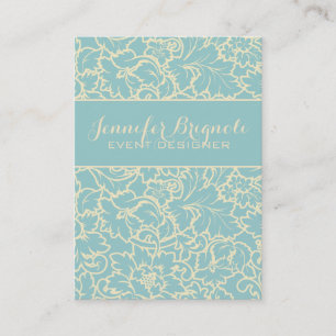 Carte De Visite Pastel Blue Et Creme Floral Damas