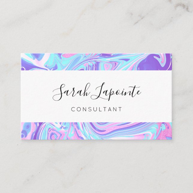 Carte De Visite Pastel Blue & Purple Marble Texture liquide (Devant)