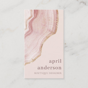 Carte De Visite Pastel Blush doux Rose Or Agate Marbre Texture