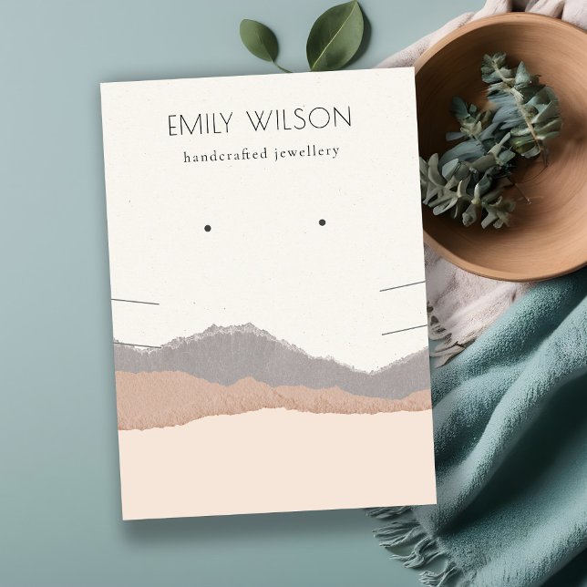 Carte De Visite Pastel Blush Kraft Mountain Wave Earring Collier (Créateur téléchargé)