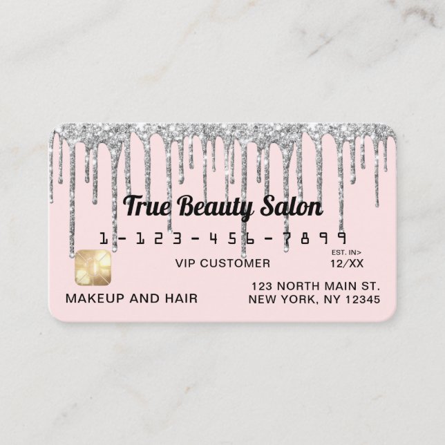 Carte De Visite Pastel Blush rose argent Parties scintillant Drive (Devant)