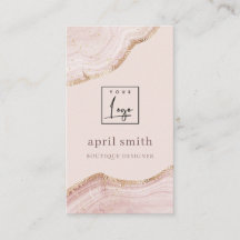 Pastel Blush Rose Gold Agate Marbre Texture Logo