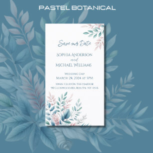Carte De Visite Pastel Botanical Mariage-Enregistrer la date-