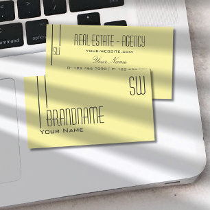 Carte De Visite Pastel clair jaune avec Monogramme professionnel