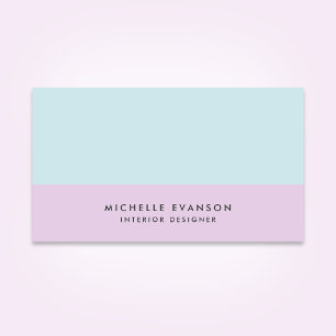 Carte De Visite Pastel Colorblock violet et Aqua bleu minimaliste