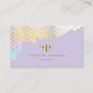 Carte De Visite pastel couleurs abeille nid d'abeille sur lavande