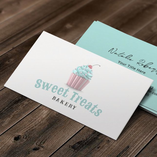 Carte De Visite Pastel Cupcake Sweet Traitements Boulangerie Mint  (Créateur téléchargé)