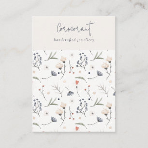 Carte De Visite Pastel Floral Bleu Script 2 Porte-oreilles