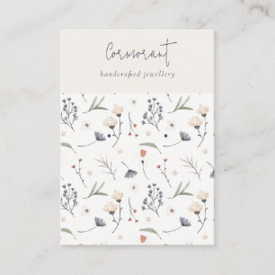 Carte De Visite Pastel Floral Blue Rust Script Porte-Stud
