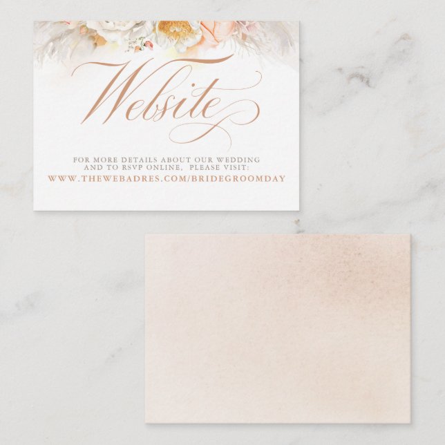 Carte De Visite Pastel Floral Exotic Mariage Website Card (Devant / Derrière)